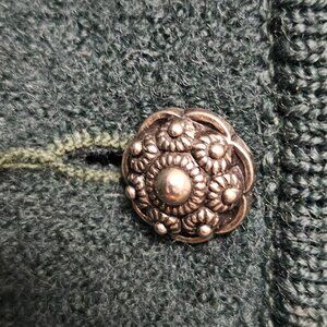 Geiger Sweater Womens 40 Green 100% Wool Button Front Cardigan Made Austria